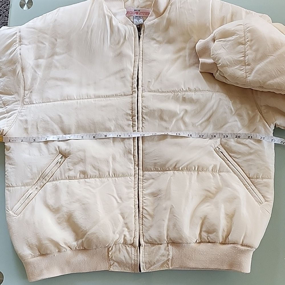Vintage Y2K Retro Ncounter 100% Silk Puffer Bomber Streetwear Jacket Size Small - Picture 3 of 7